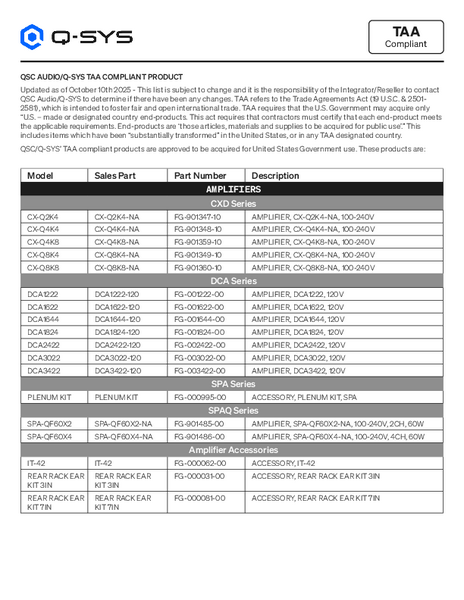 TAA Compliant Product List for US Gov Organizations