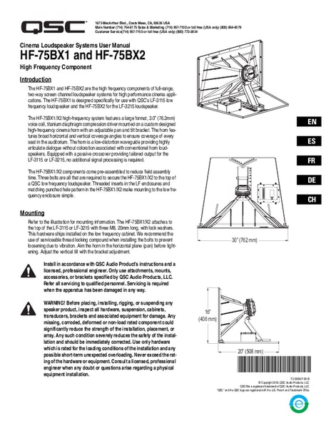 User Manual for DCS HF-75BX2 passive cinema speakers