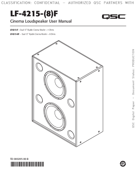 User Manual – Cinema Loudspeaker Systems LF-4215-F, LF-4215-8F