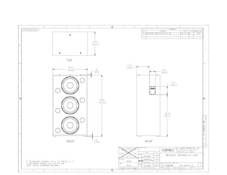 2D Drawing of the DCS LF4315 Loudspeakers