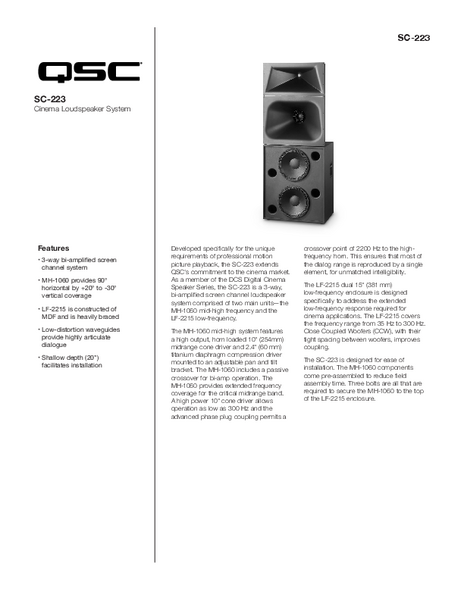 SC-223 Specifications Sheet