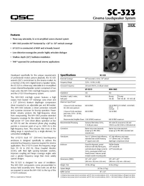 User Manual – DCS-SC-323 Cinema Loudspeaker System