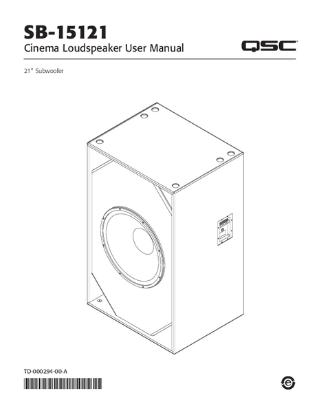 User manual for the SB-15121 Subwoofer Loudspeakers