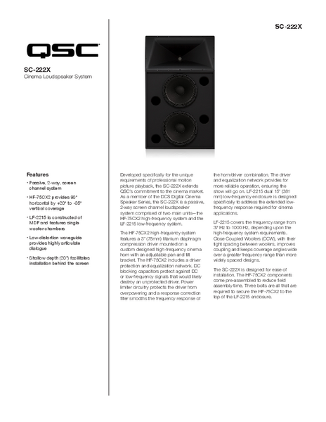 SC-222X – Specifications Sheet